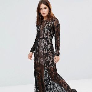 The Jetset Black Lace Gown nwot